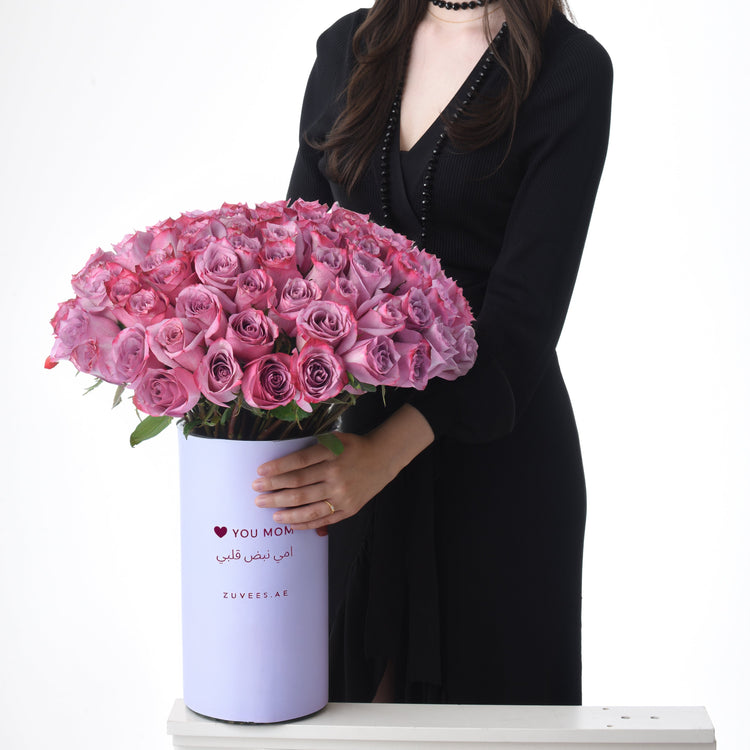 101 Purple Roses Love Vase - Zuvees.ae