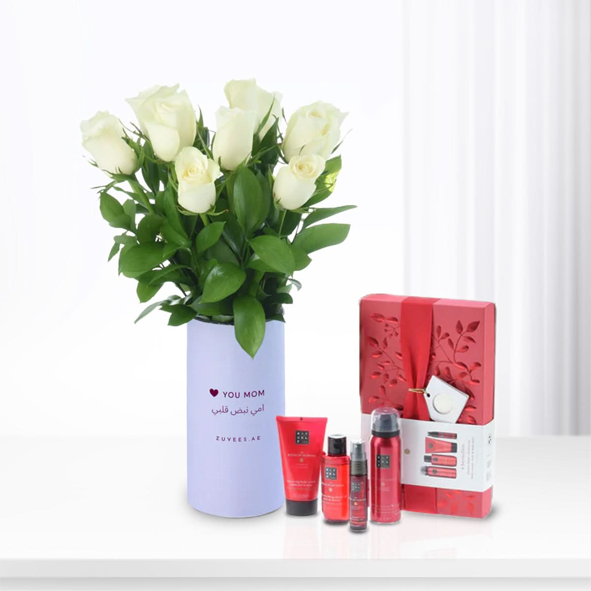 12 White Roses Vase To Mom Rituals Combo - Zuvees.ae
