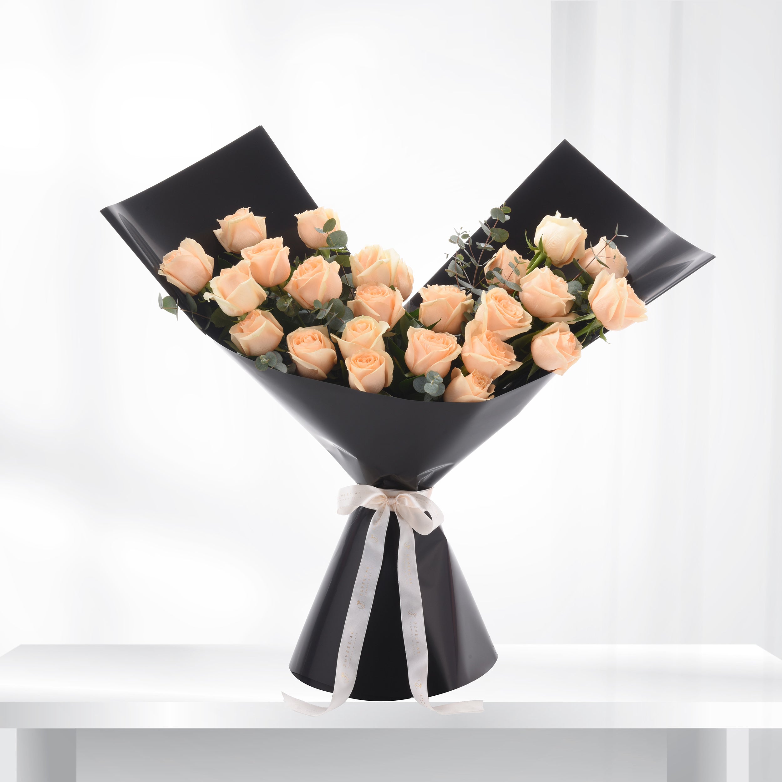 Ivory Peach Roses Bouquet