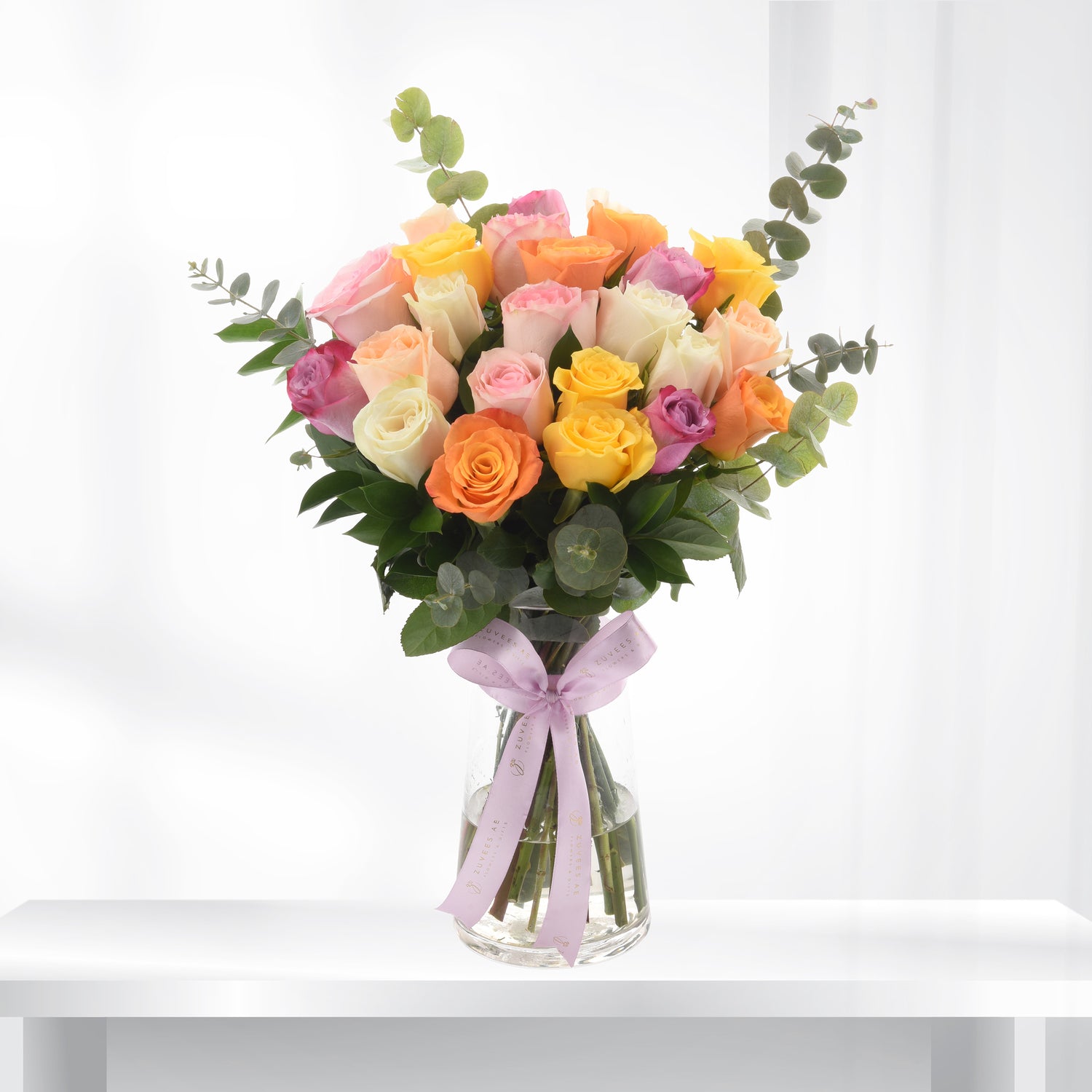Rainbow Blush Multi-Rose Vase