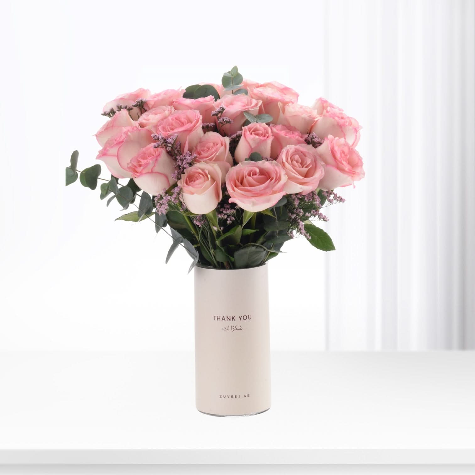 24 Pink Roses Thank You Vase