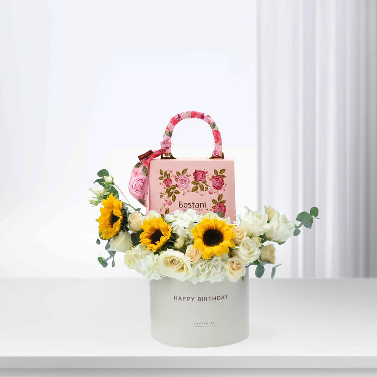 Birthday Blooms & Chocolate Combo Box - Zuvees.ae
