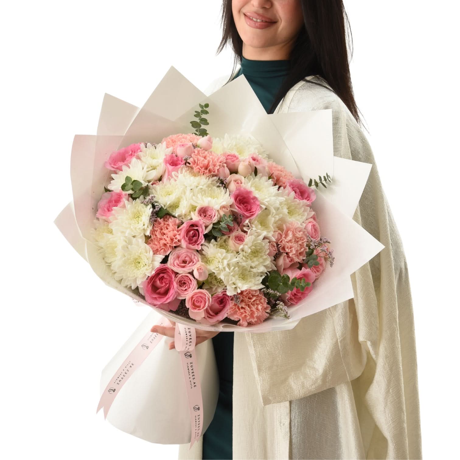 Blush & Snow Bouquet - Zuvees.ae