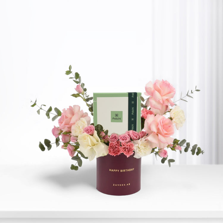 Blushing Delight Birthday Bloom & Chocolate Combo - Zuvees.ae