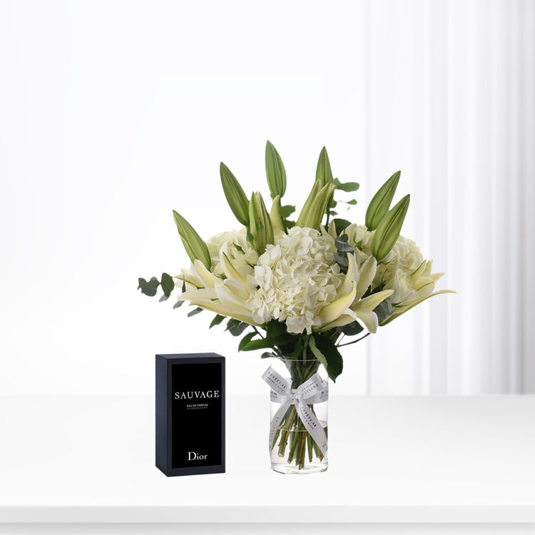 Celestial Bloom Glass Vase Perfume Combo - Zuvees.ae