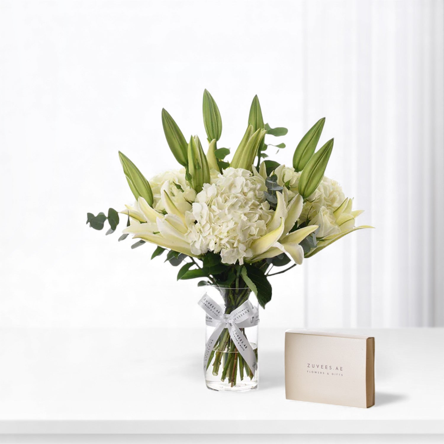 Celestial Bloom Glass Vase With Chocolate Combo - Zuvees.ae