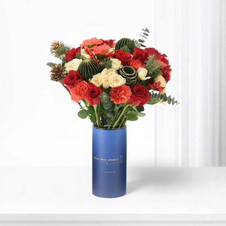 Crimson Ember Christmas Vase