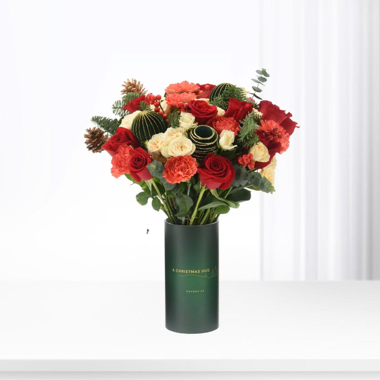 Crimson Ember Christmas Vase