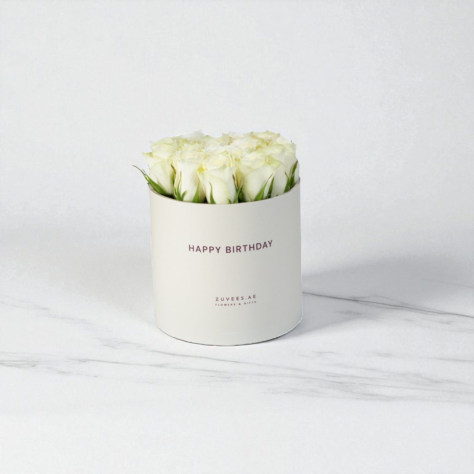 White Charm Birthday Roses Box