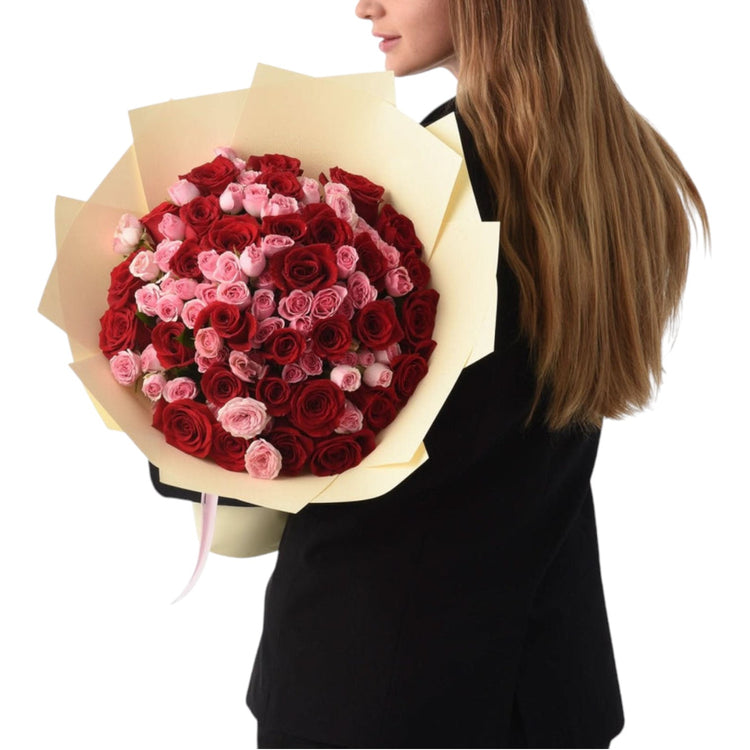 Freedom of Love 50 Rose Bouquet Cake Combo - Zuvees.ae