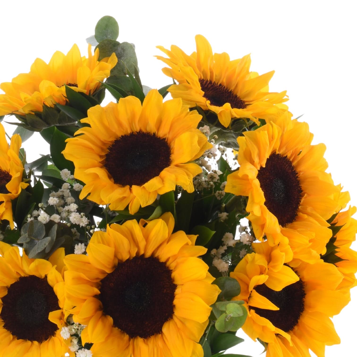 The Golden Ten Sunflowers Glass Vase