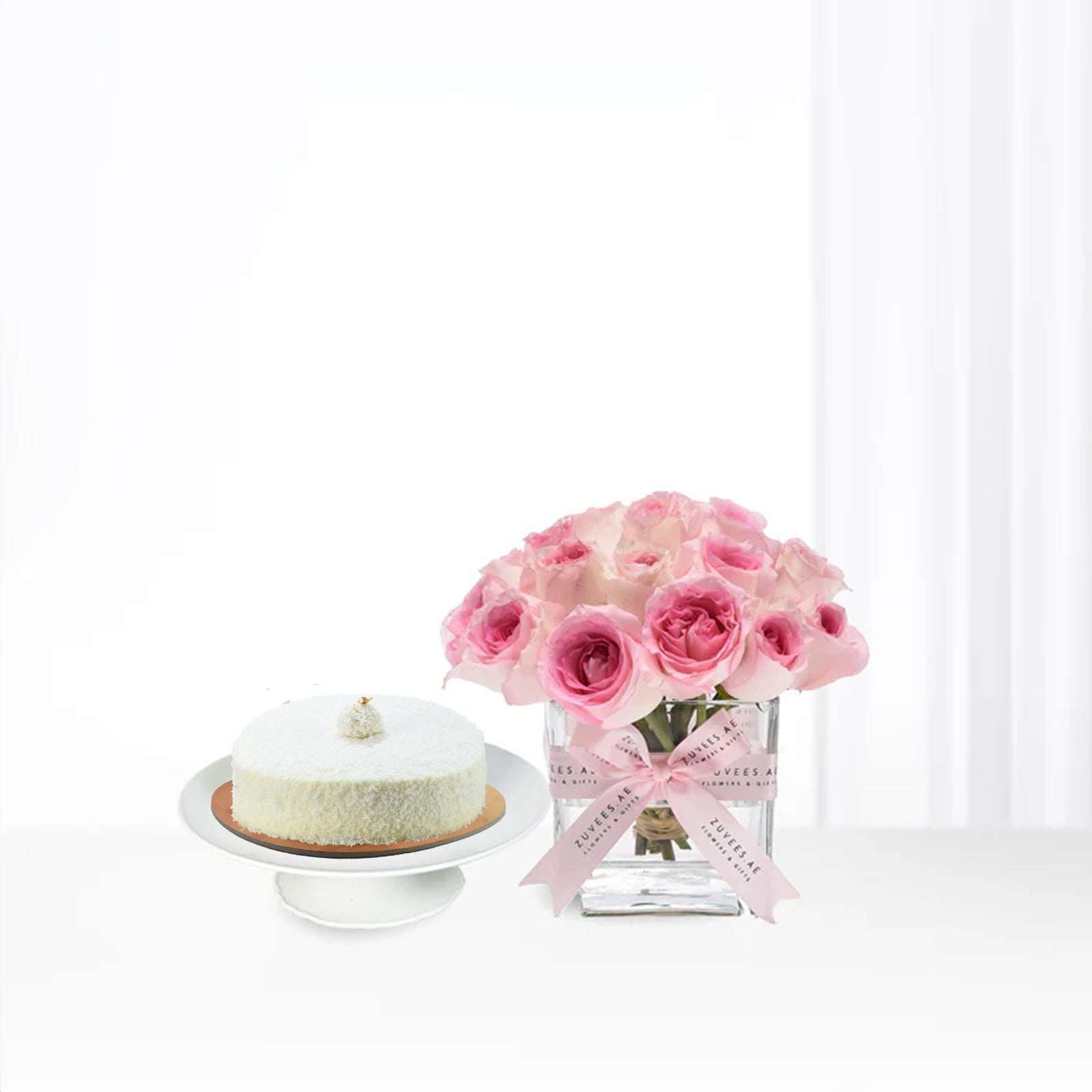 Mandala Pink Roses Vase Cake Combo - Zuvees.ae