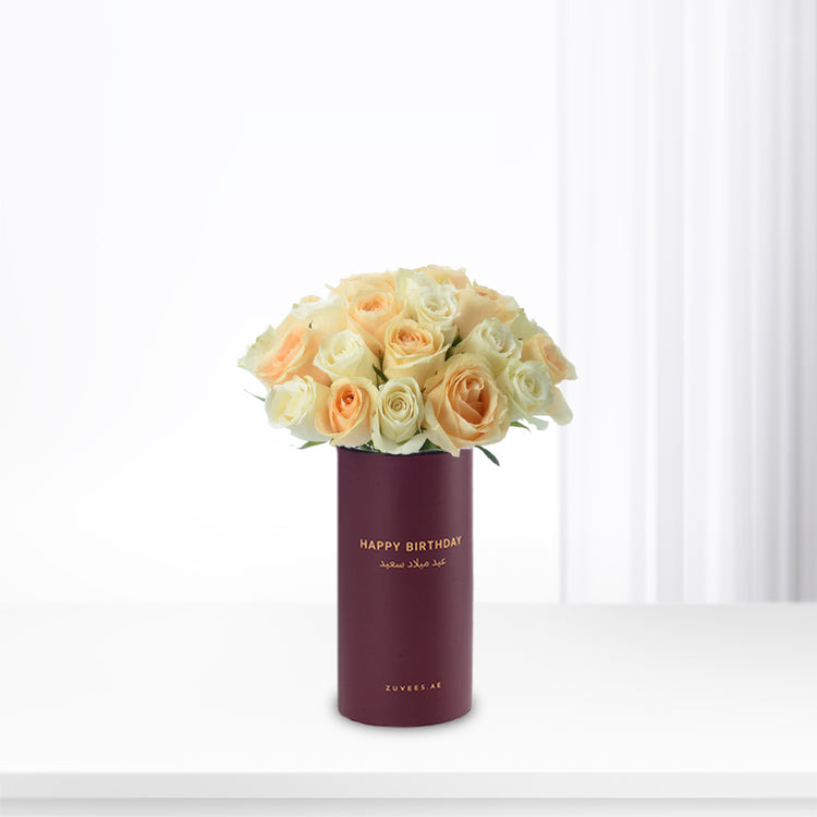 Peach & Ivory Harmony In Birthday Vase - Zuvees.ae