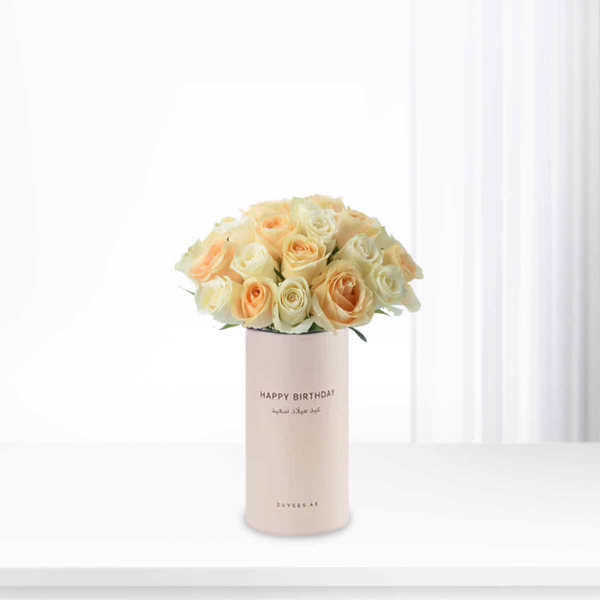 Peach & Ivory Harmony In Birthday Vase - Zuvees.ae