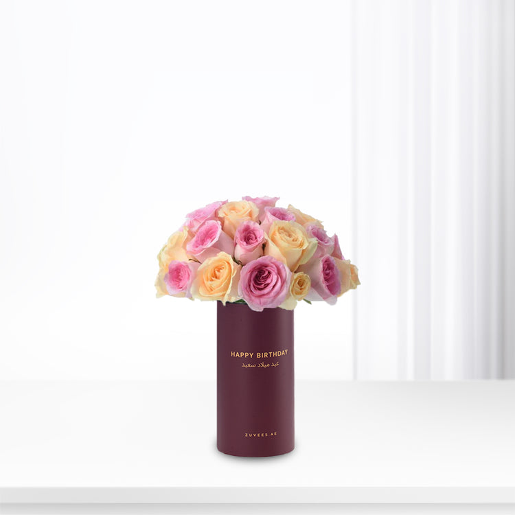 Peach & Pink Delight In Birthday Vase - Zuvees.ae