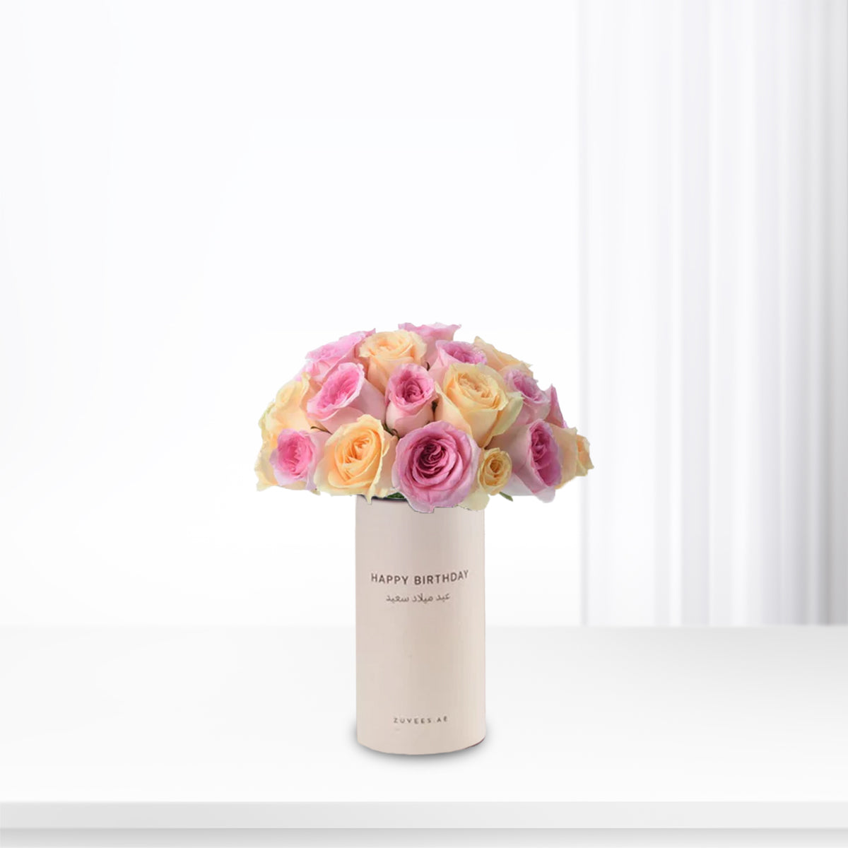 Peach & Pink Delight In Birthday Vase - Zuvees.ae