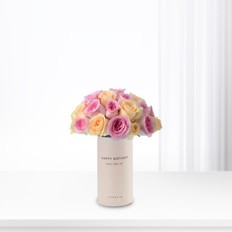 Peach & Pink Delight In Birthday Vase - Zuvees.ae