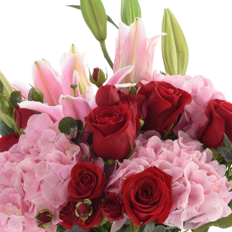 Roses Over Pink Clouds Glass Vase