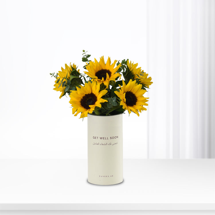 Sunflower Symphony Get Well Soon Vase - Zuvees.ae