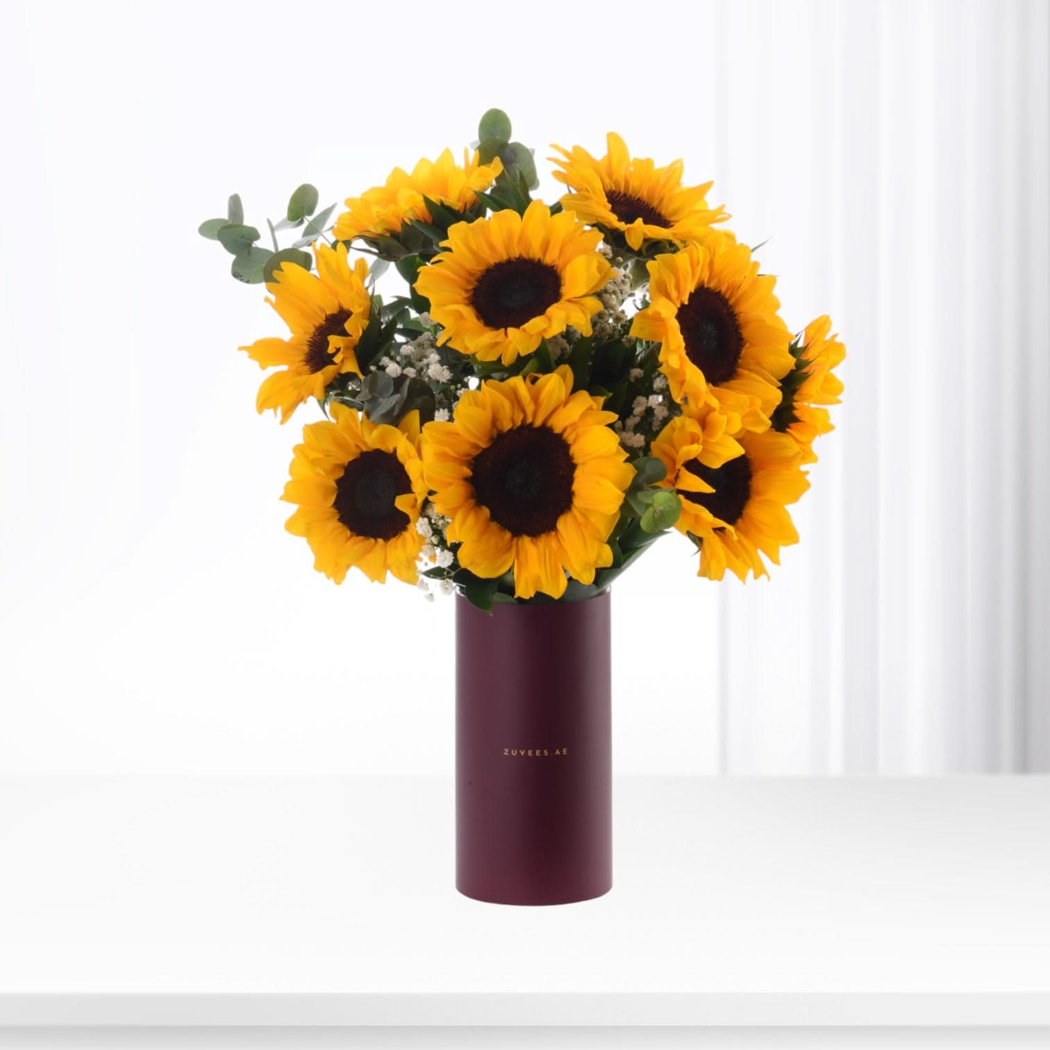 Golden Ten Sunflowers Signature Vase