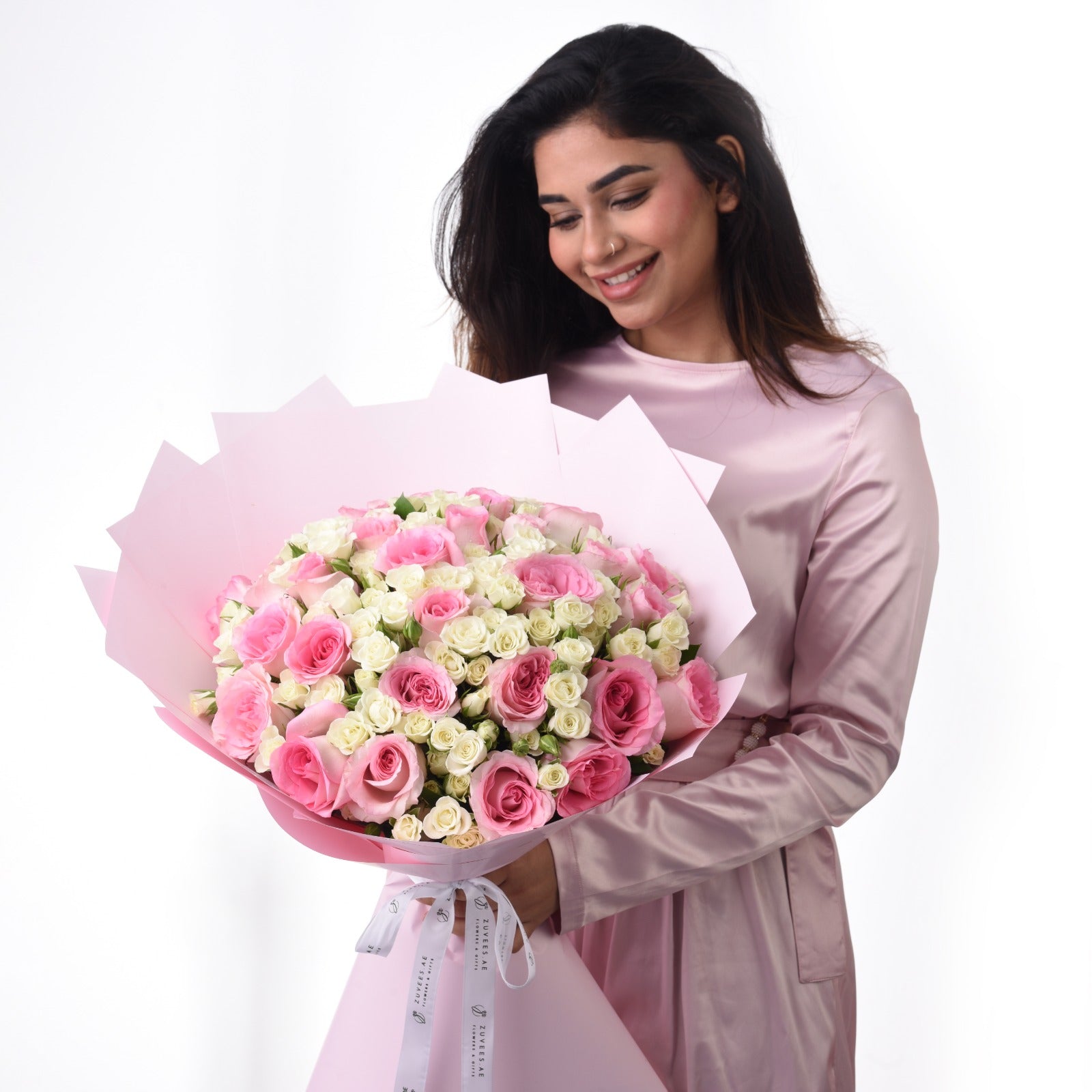 Crown of Petals – 50 Roses Zuvees Signature Bouquet