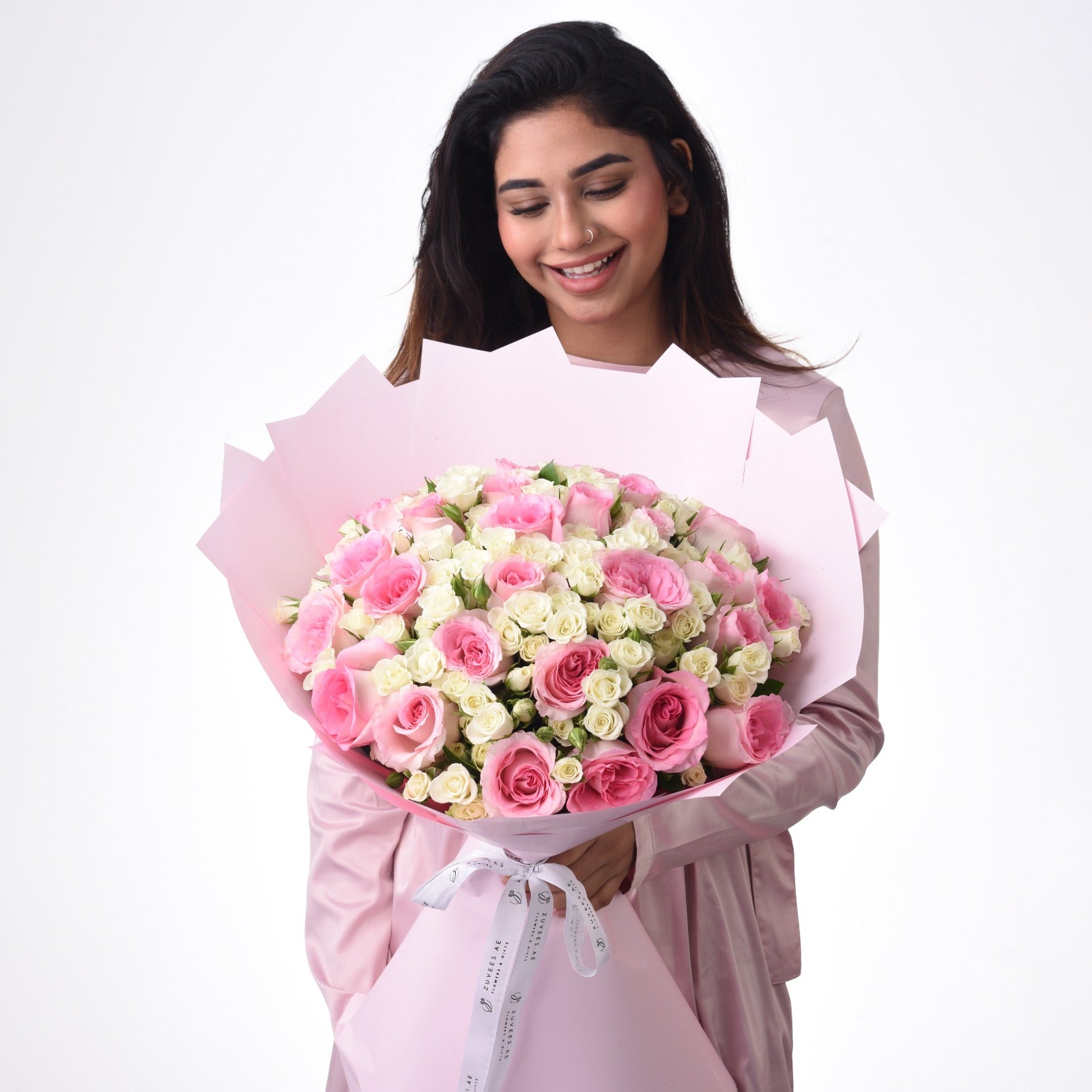 Crown of Petals – 50 Roses Zuvees Signature Bouquet