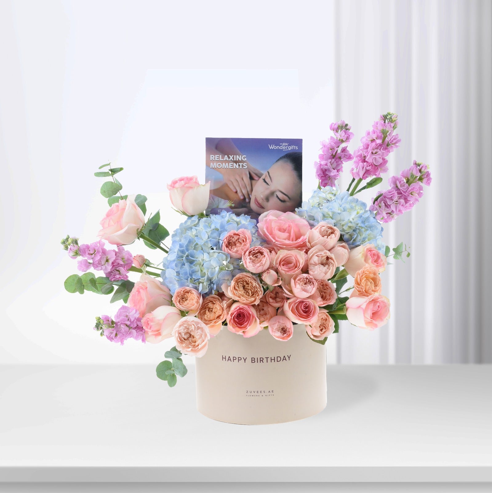 Blush & Blue Birthday Bloom Experience Box – Flowers & Wondergifts