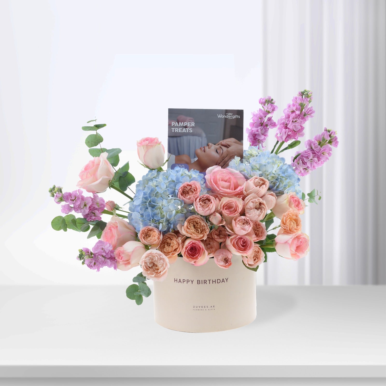 Blush & Blue Birthday Bloom Experience Box – Flowers & Wondergifts