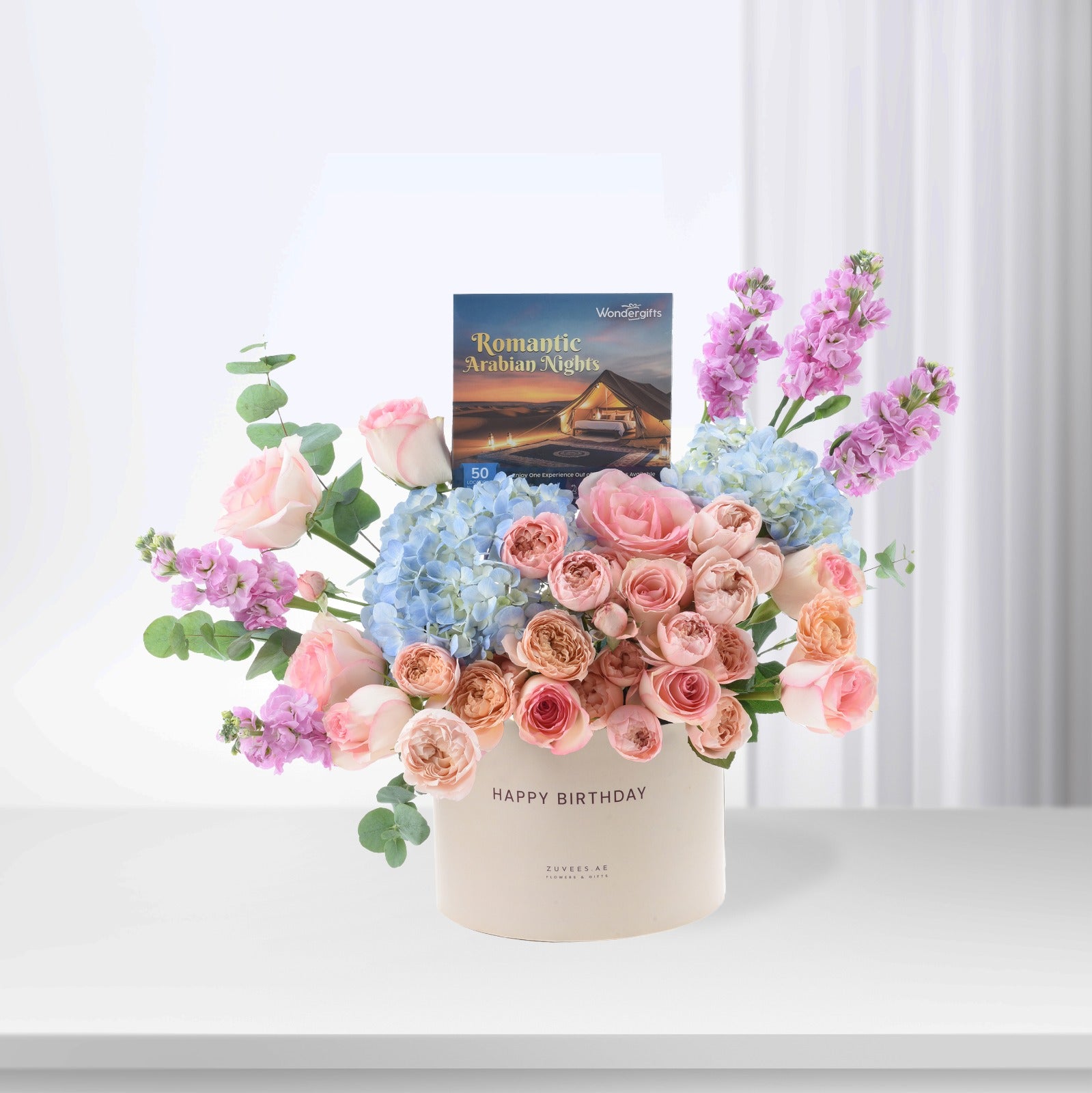 Blush & Blue Birthday Bloom Experience Box – Flowers & Wondergifts