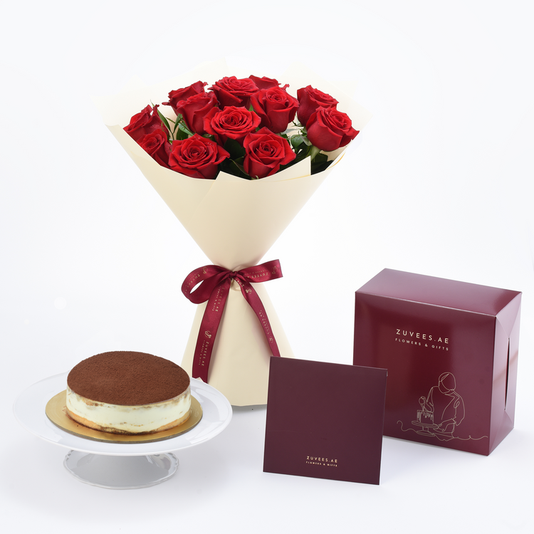12 Roses Eternal Love Bouquet with Cake