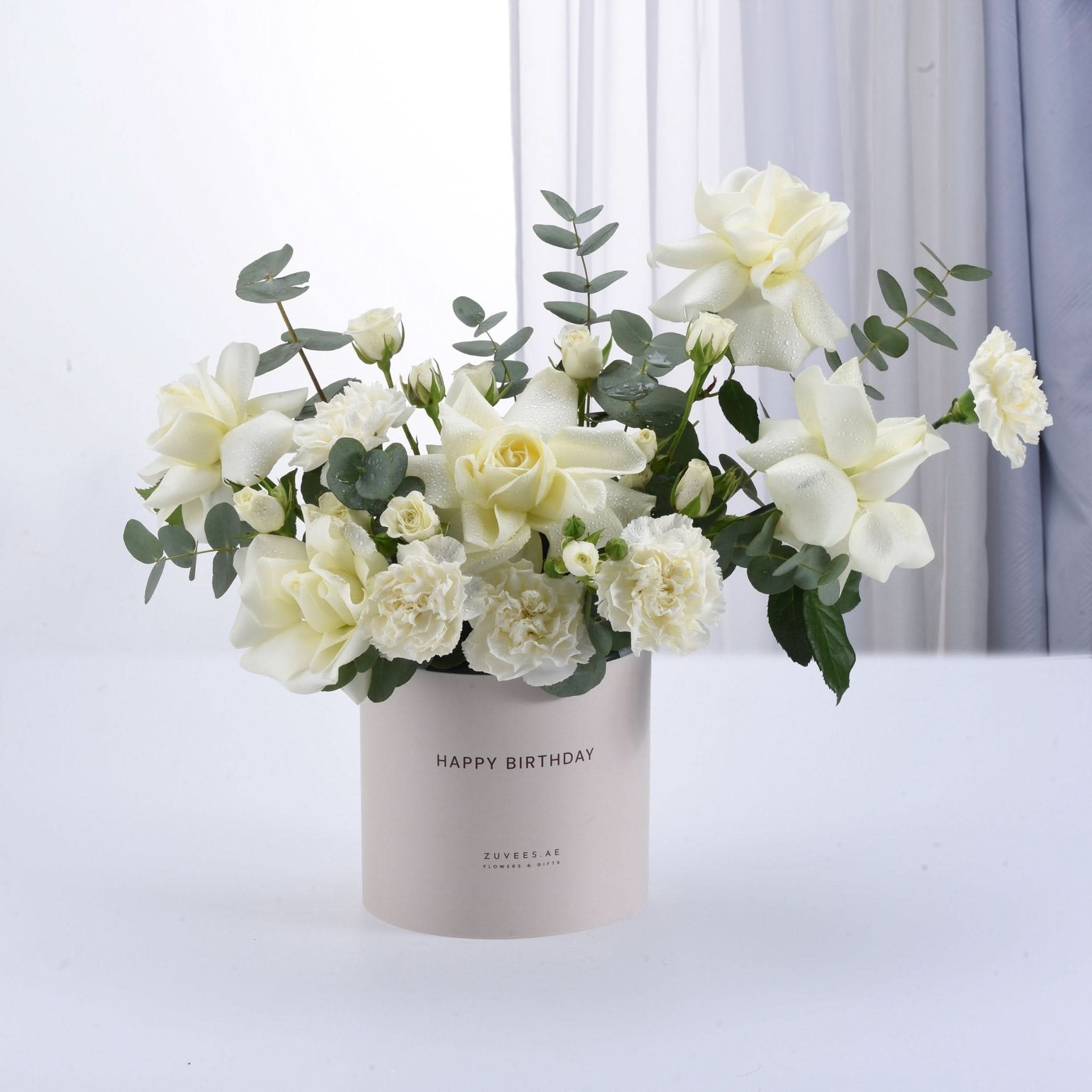 Ethereal White Bloom Birthday Box - Zuvees.ae