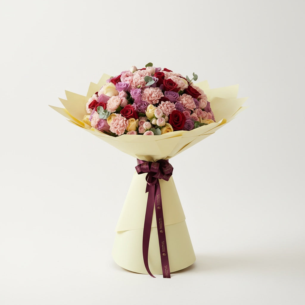 Zahrat Al Quloob – Premium Rose & Carnation Bouquet - Zuvees.ae