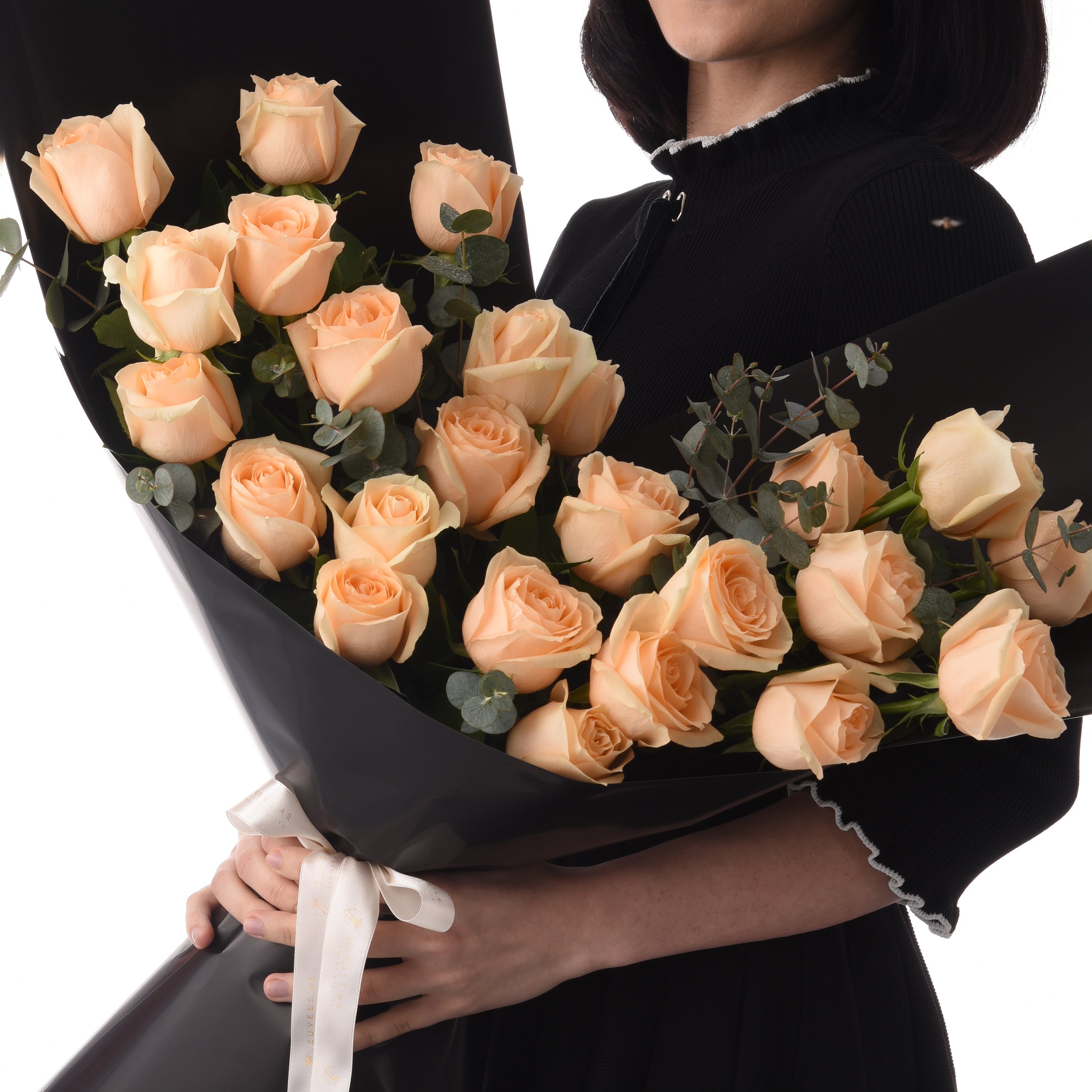 Ivory Peach Roses Bouquet