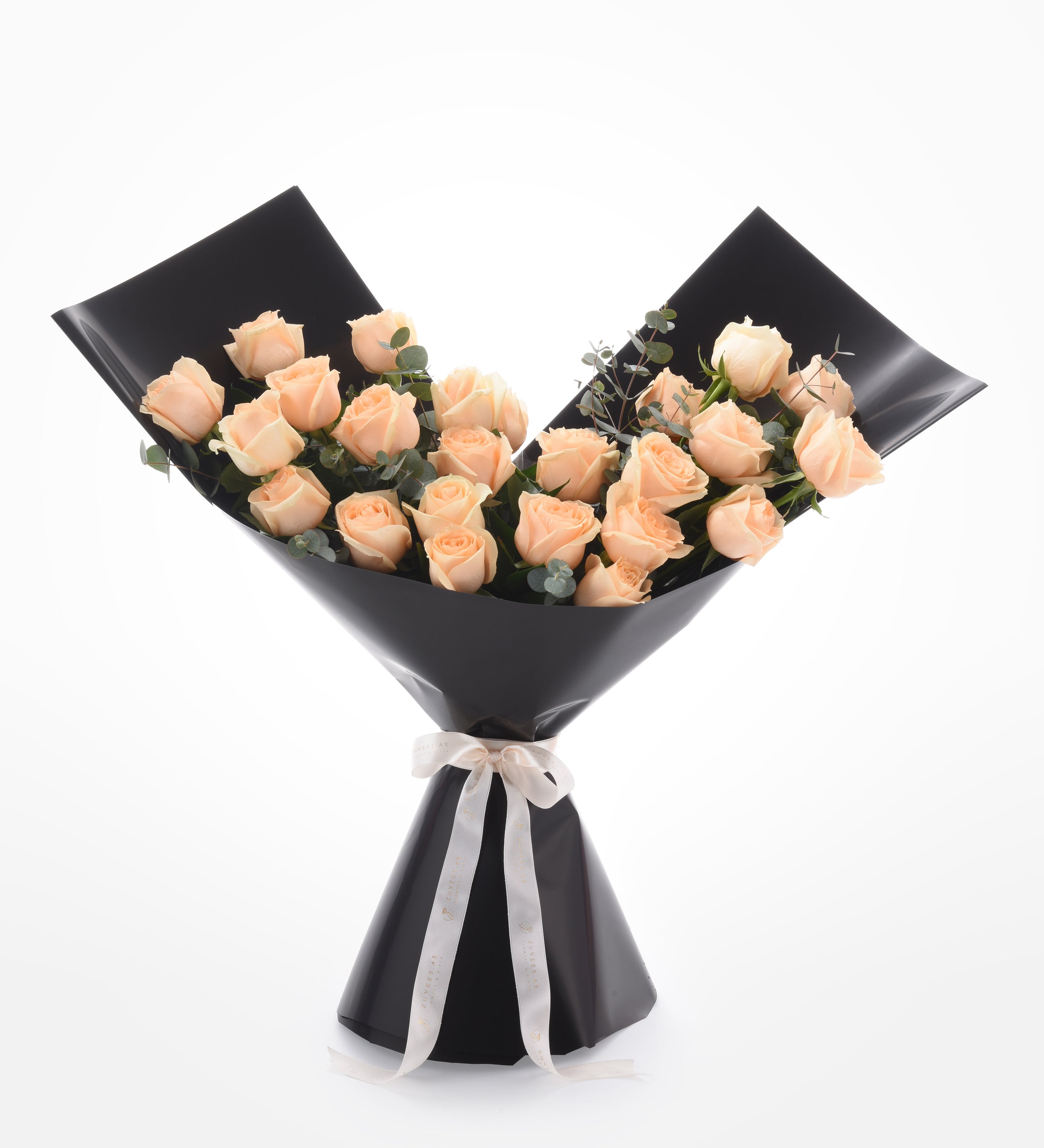 Ivory Peach Roses Bouquet
