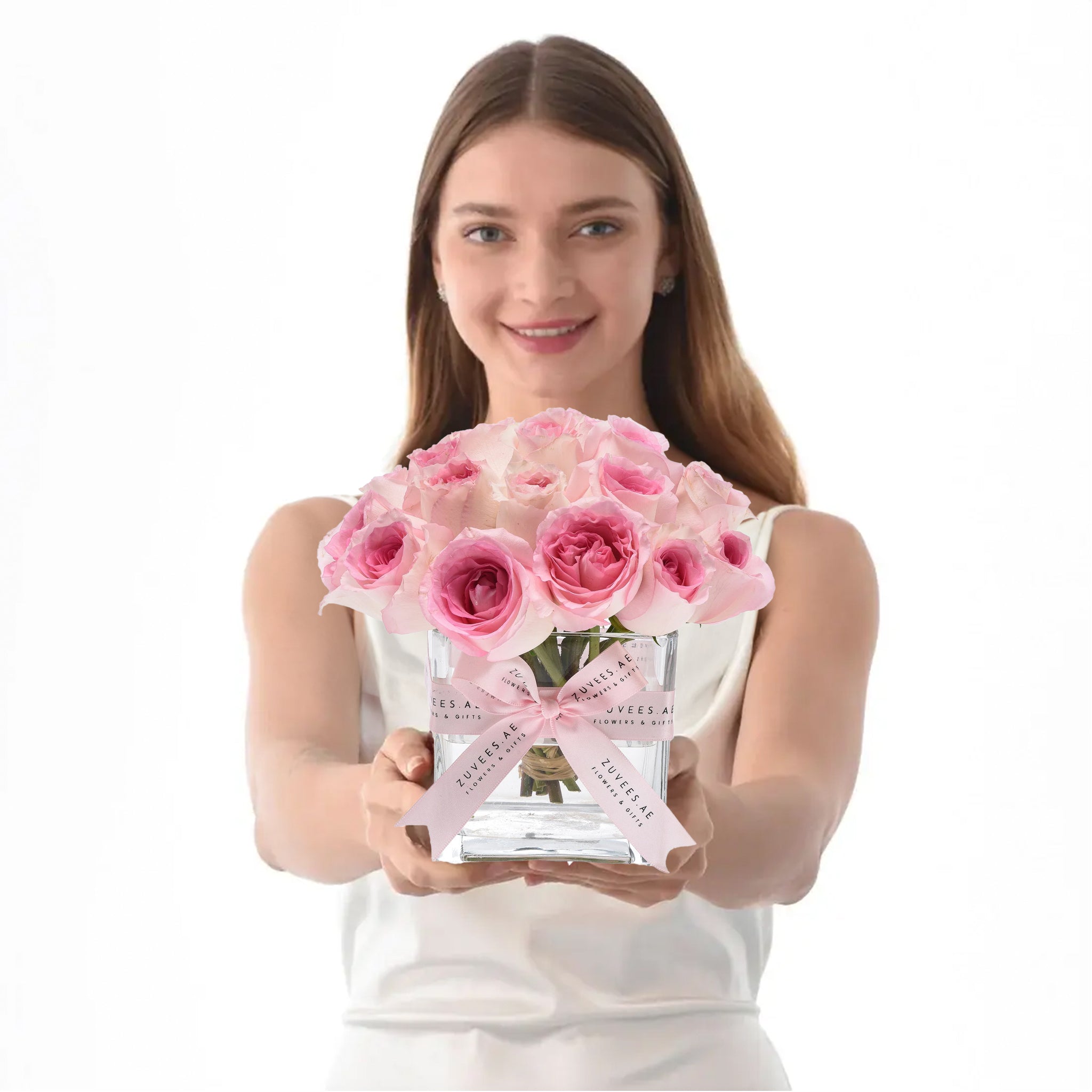 Pink Symphony In Glass Vase