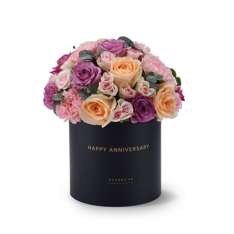 Blush & Lavender Anniversary Bloom Box - Zuvees.ae