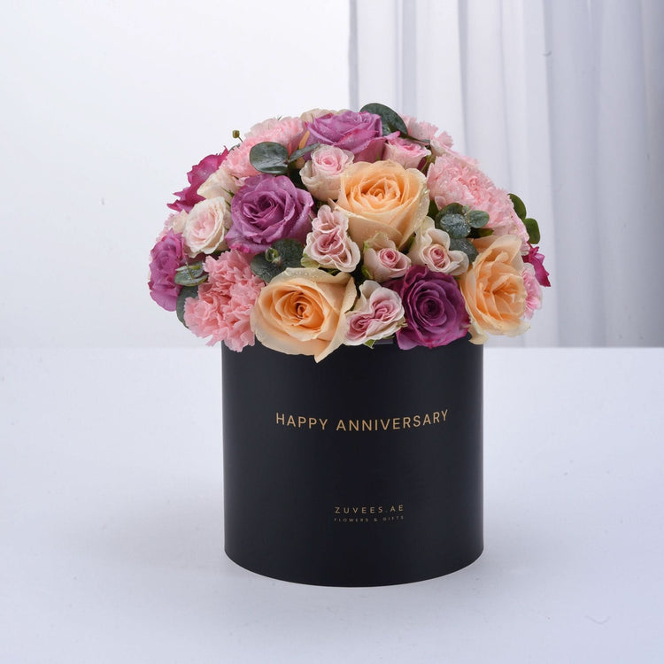 Blush & Lavender Anniversary Bloom Box - Zuvees.ae