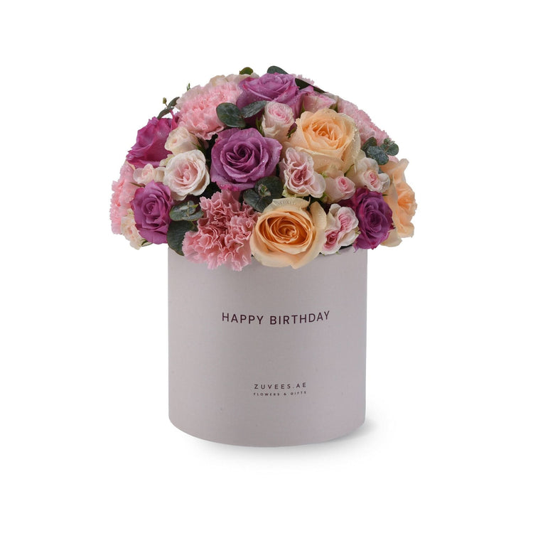Blush & Lavender Birthday Bloom Box - Zuvees.ae