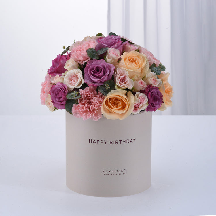 Blush & Lavender Birthday Bloom Box - Zuvees.ae