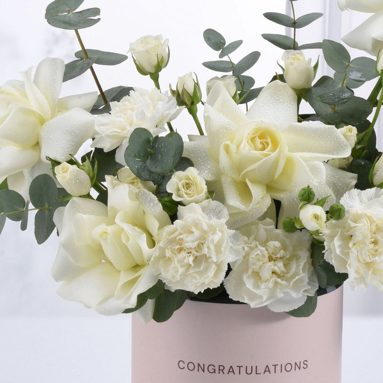 Etheral White Congratulations Bloom Box - Zuvees.ae