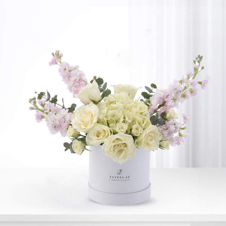 Frosted Elegance In White Bloom Box - Zuvees.ae