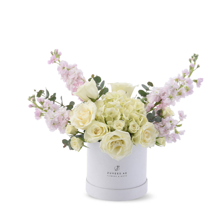 Frosted Elegance In White Bloom Box - Zuvees.ae