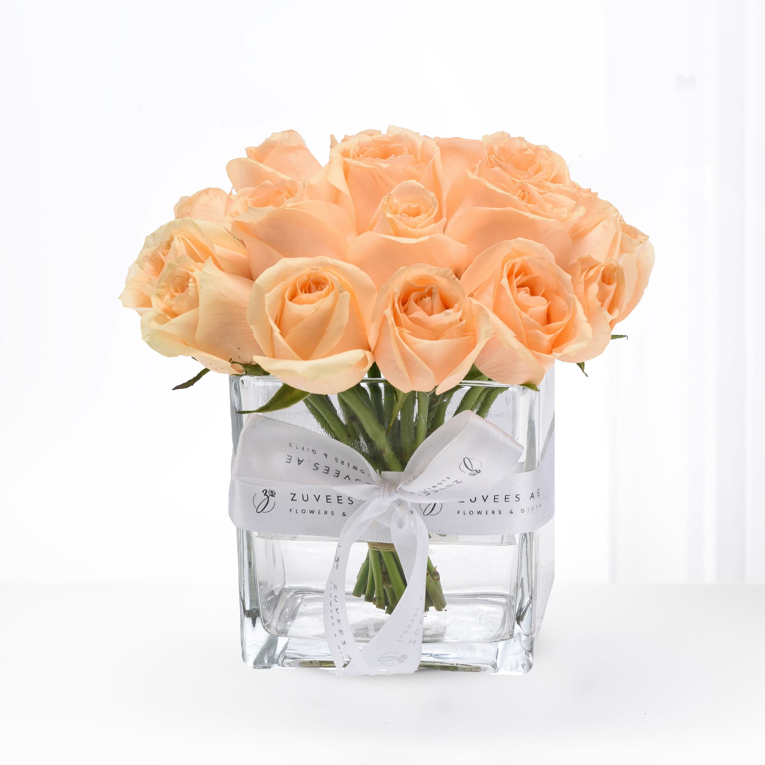 Peach Whisper In Glass Vase - Zuvees.ae