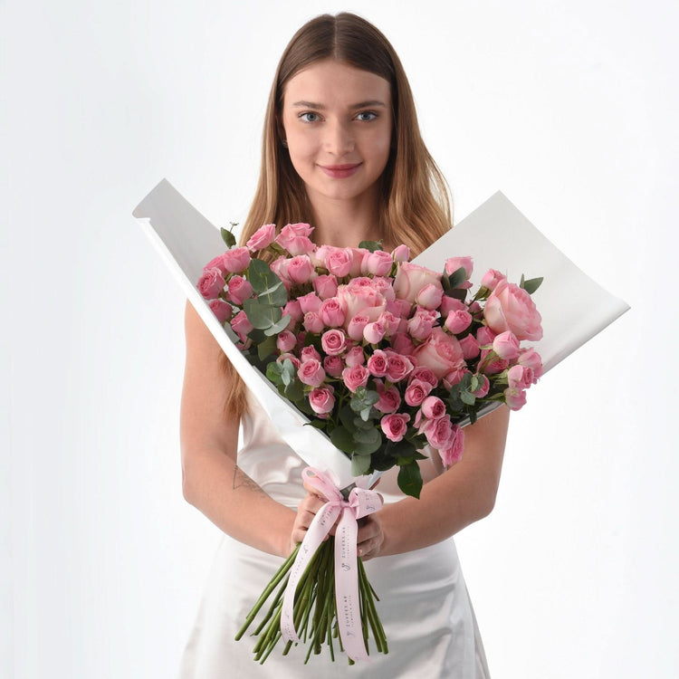 Pink Perfection with Chocolate Cake - Zuvees.ae