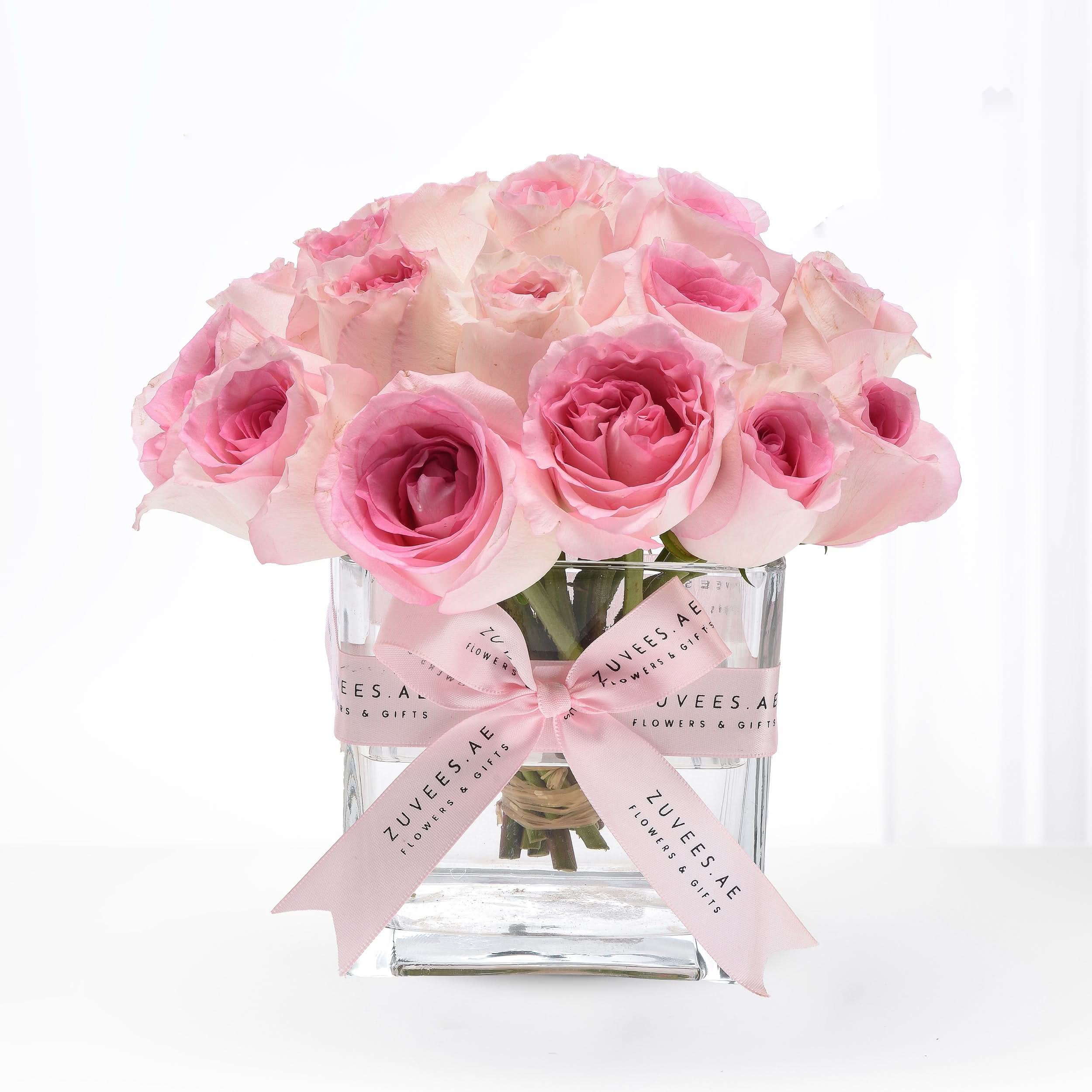 Pink Symphony In Glass Vase - Zuvees.ae