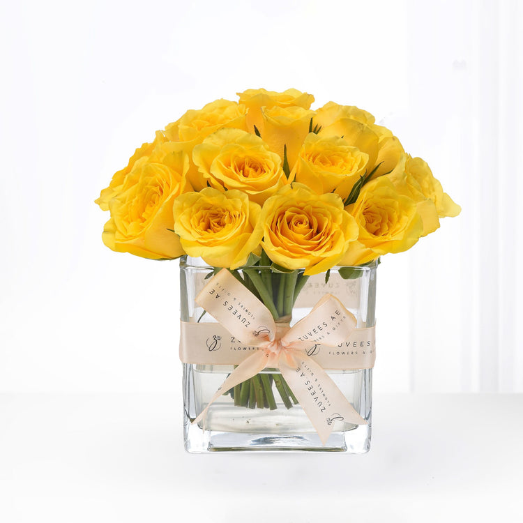Sunshine Bliss In Glass Vase - Zuvees.ae