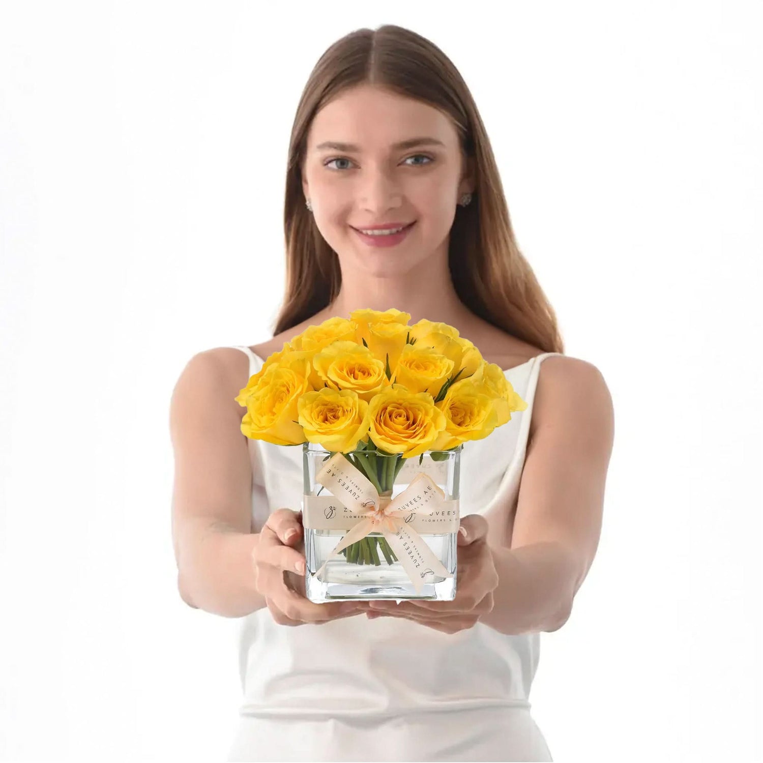 Sunshine Bliss In Glass Vase - Zuvees.ae