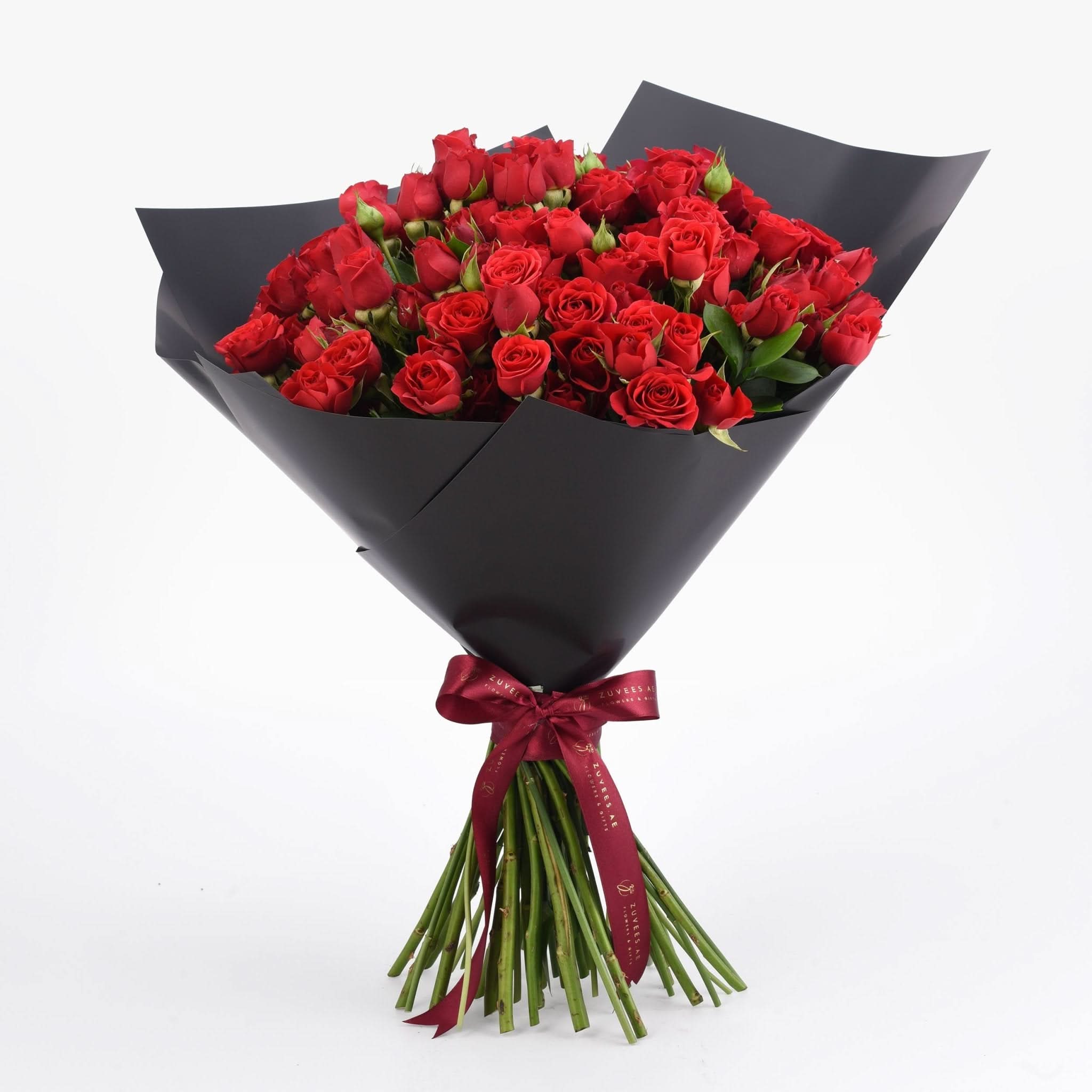 The Majestic 25 Red Spray Roses Bouquet - Zuvees.ae