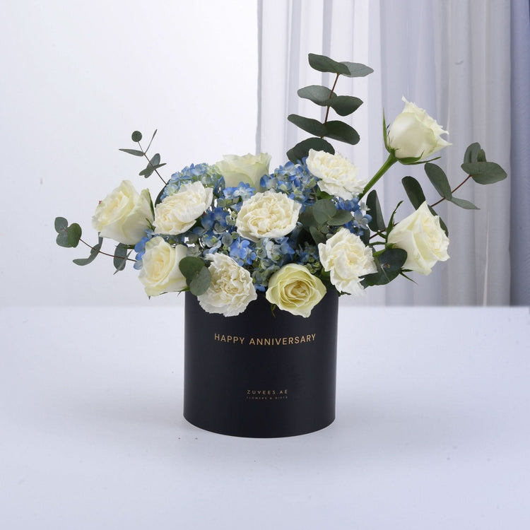 Tranquil Wishes Anniversary Bloom Box - Zuvees.ae
