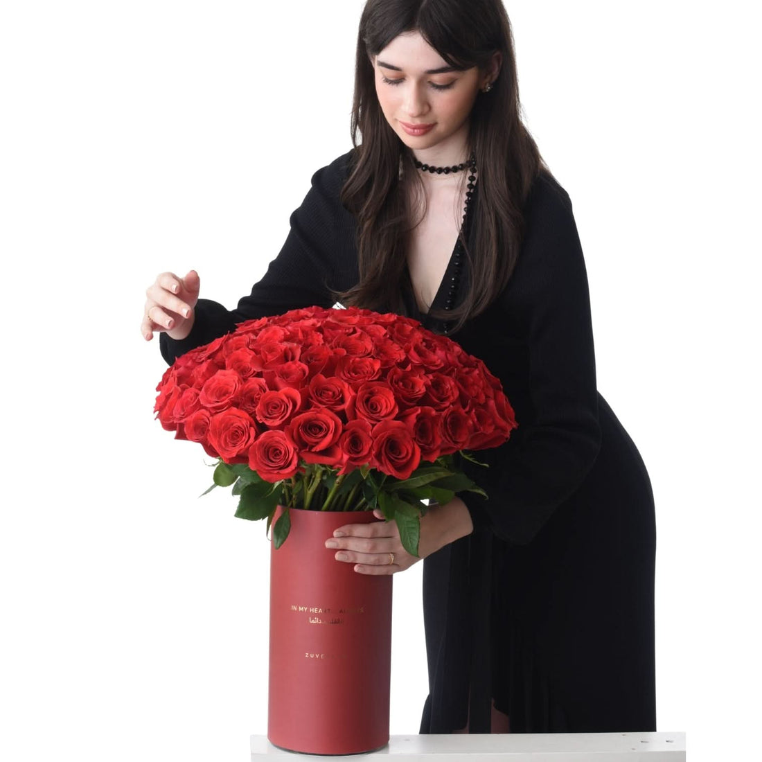 101 Red Roses In My Heart Vase - Zuvees.ae
